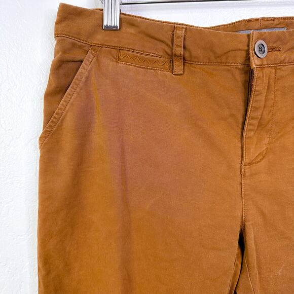 Garnet Hill Organic Cotton Chino Cropped Straight Leg Pants Camel Brown Size 6 - Picture 2 of 12